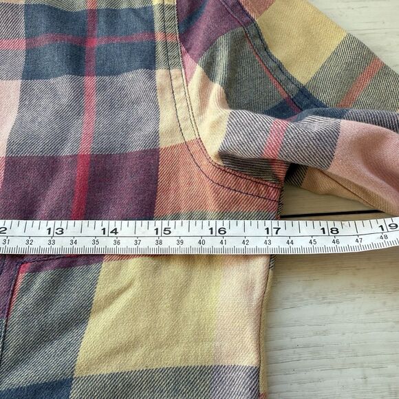 Bke Shirt Womens Medium Pink Plaid Button Front Eased Rolled Cuff Western Casual - Picture 7 of 8